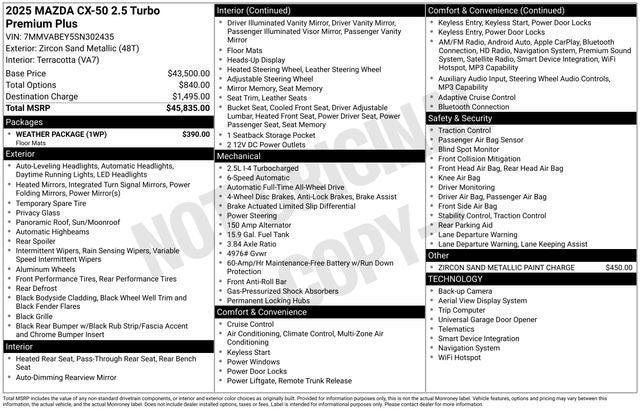 2025 Mazda Mazda CX-50 2.5 Turbo Premium Plus Package