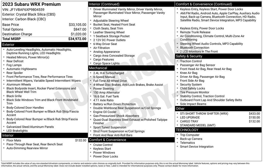 2023 Subaru WRX Premium