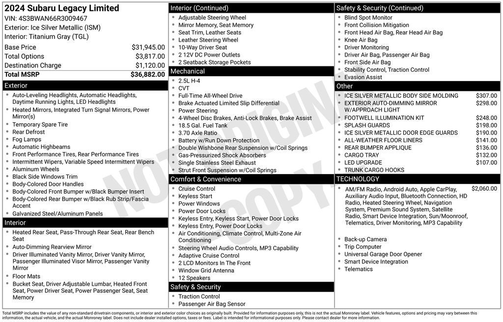 2024 Subaru Legacy Limited