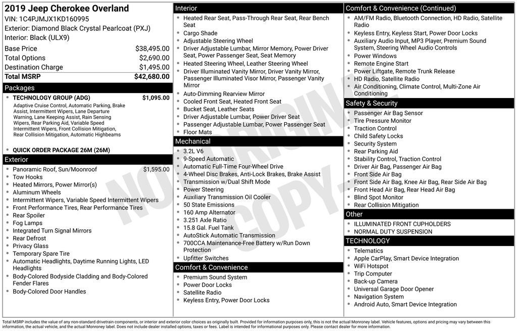 2019 Jeep Cherokee Overland