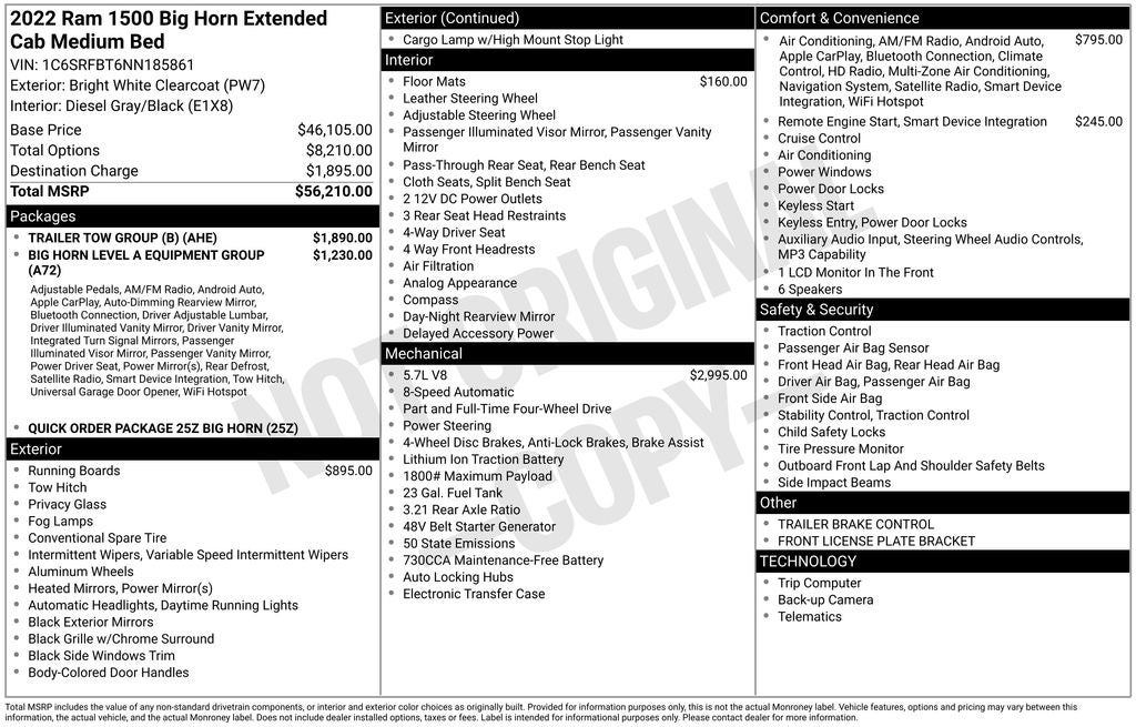 2022 RAM 1500 Big Horn/Lone Star 4D Quad Cab