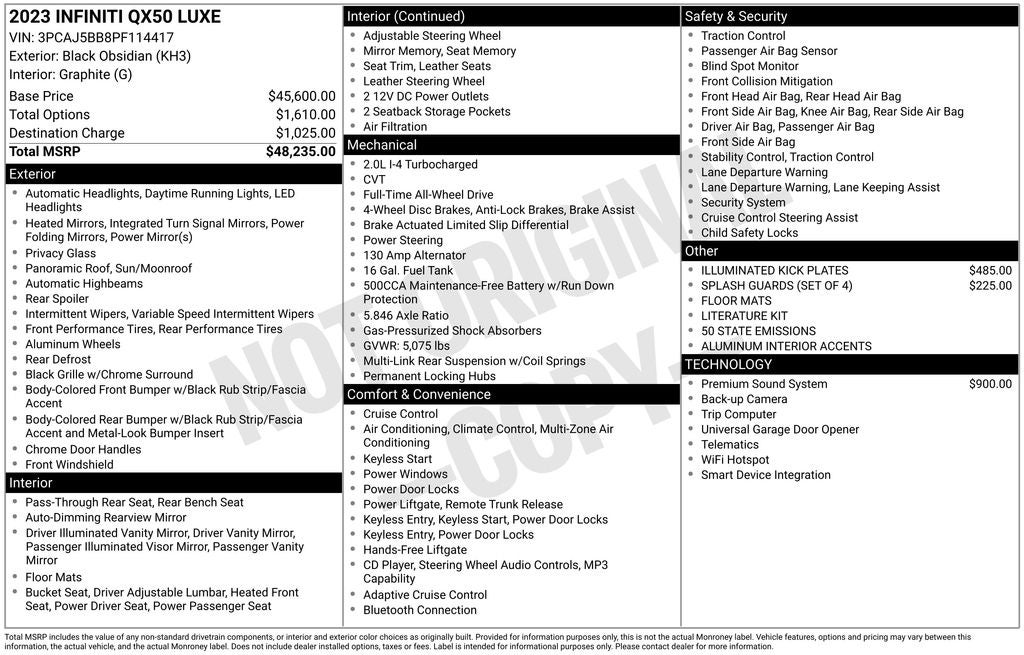 2023 INFINITI QX50 LUXE