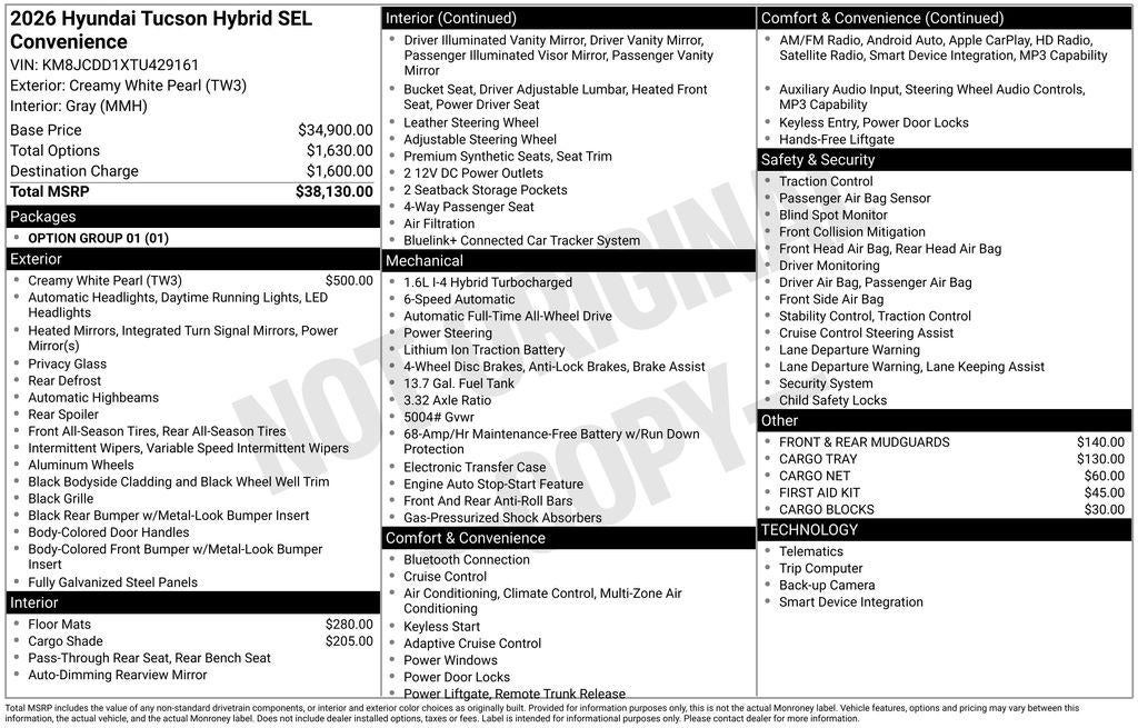 2026 Hyundai TUCSON HYBRID SEL Convenience