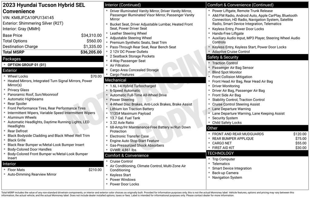 2023 Hyundai TUCSON HYBRID SEL Convenience