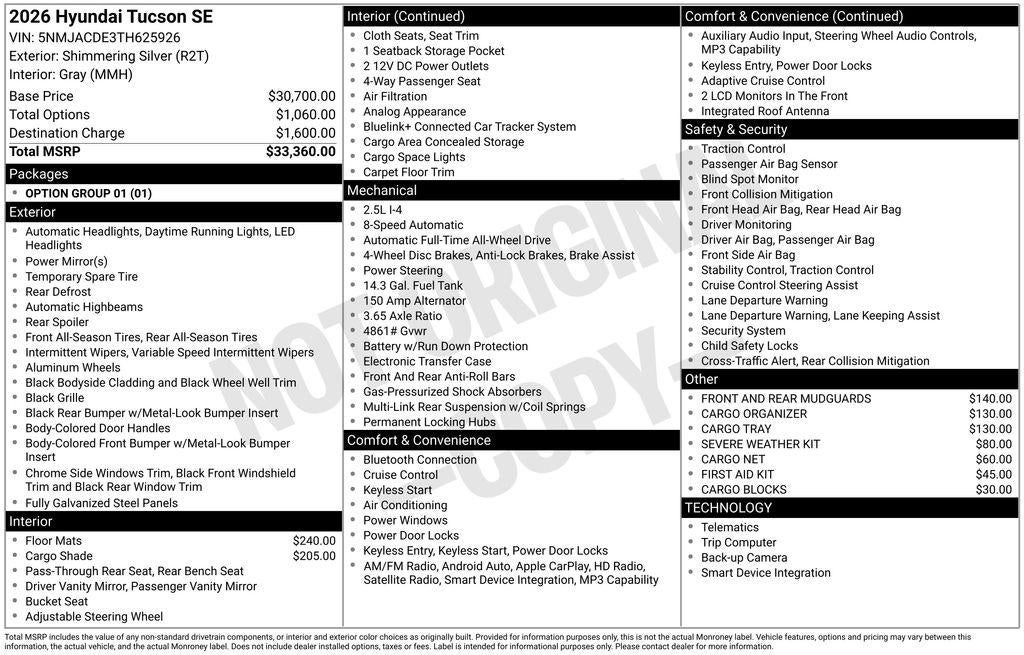 2026 Hyundai TUCSON SE AWD