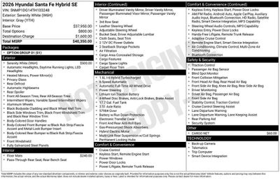 2026 Hyundai SANTA FE HYBRID SE