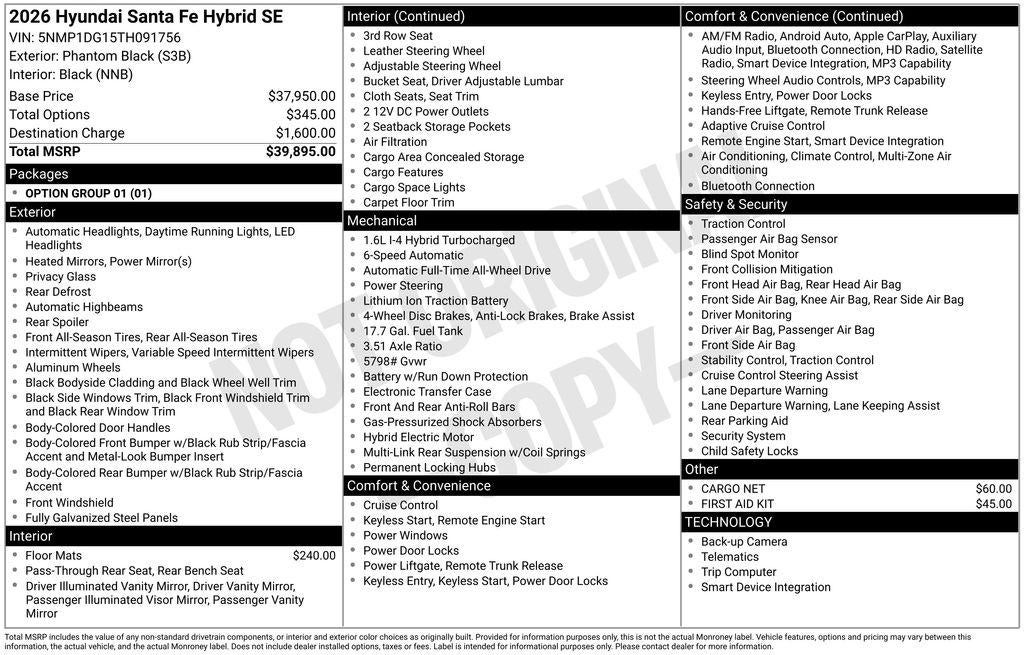 2026 Hyundai SANTA FE HYBRID SE