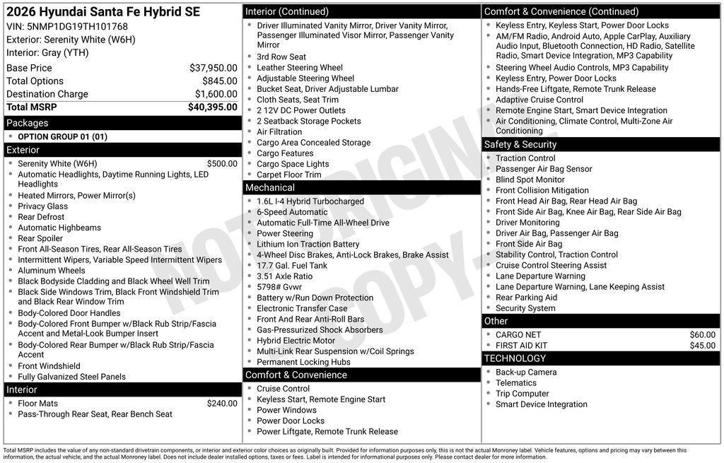 2026 Hyundai SANTA FE HYBRID SE