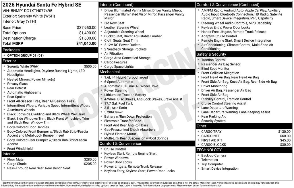 2026 Hyundai SANTA FE HYBRID SE