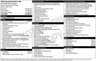 2026 Hyundai SANTA FE SE AWD