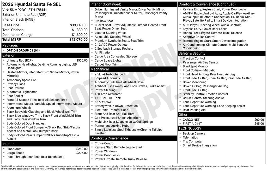 2026 Hyundai SANTA FE SEL AWD