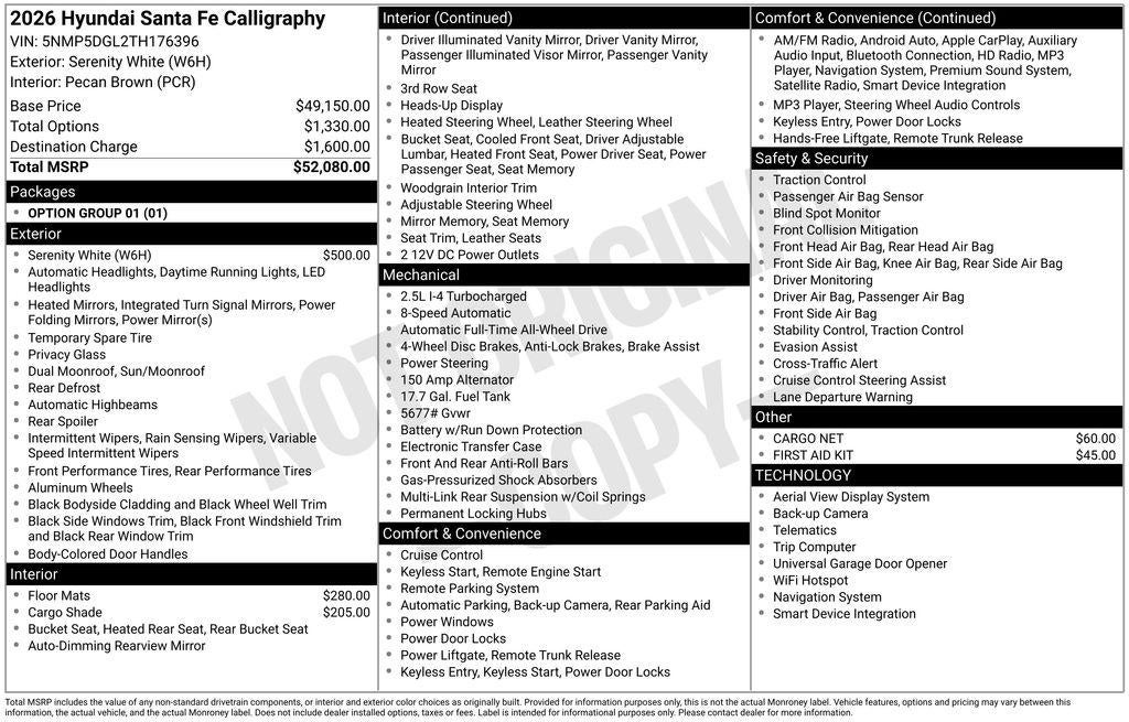 2026 Hyundai SANTA FE Calligraphy AWD